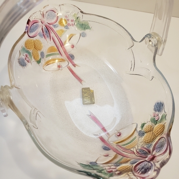 Mikasa Holiday Bells Decorative Basket Glass Frost - Picture 7 of 10